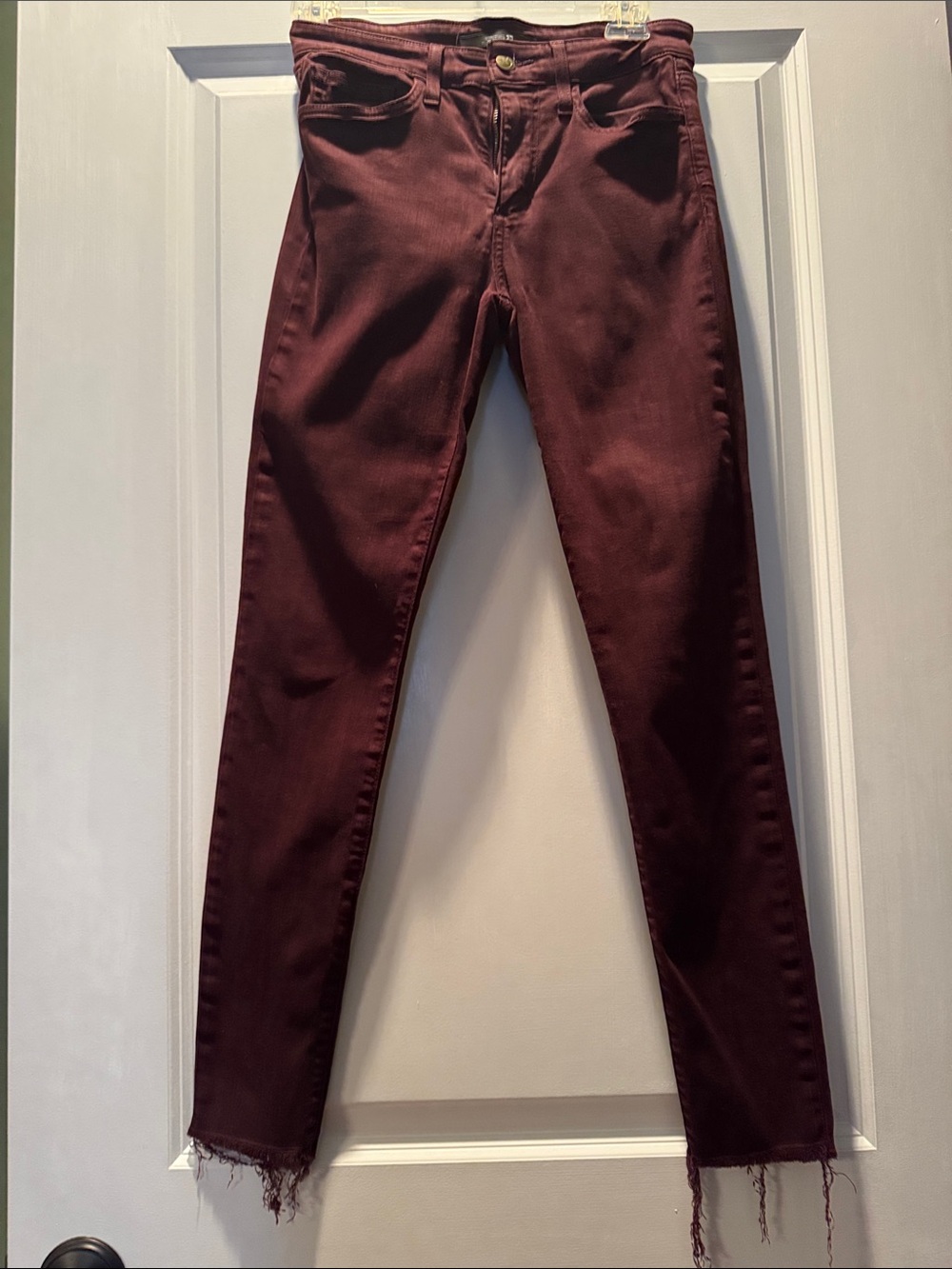 Joe's Jeans Burgundy Skinny with Frayed Hem